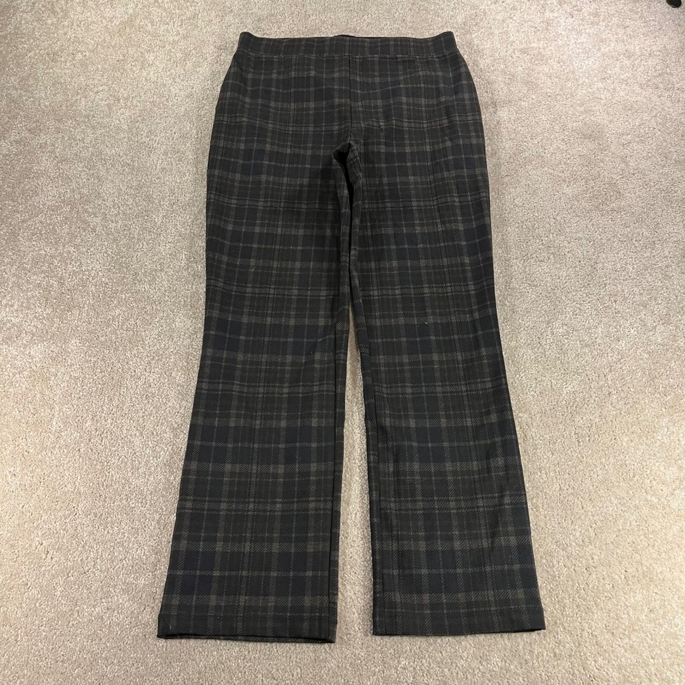 Sanctuary Plaid Pull-On Pants Womens Size Medium Black Brown Straight Leg